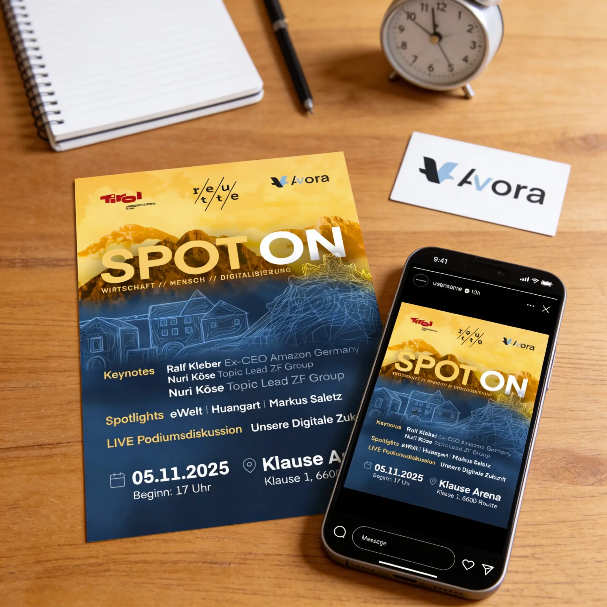 Flyer-Mockup auf einem Smartphone