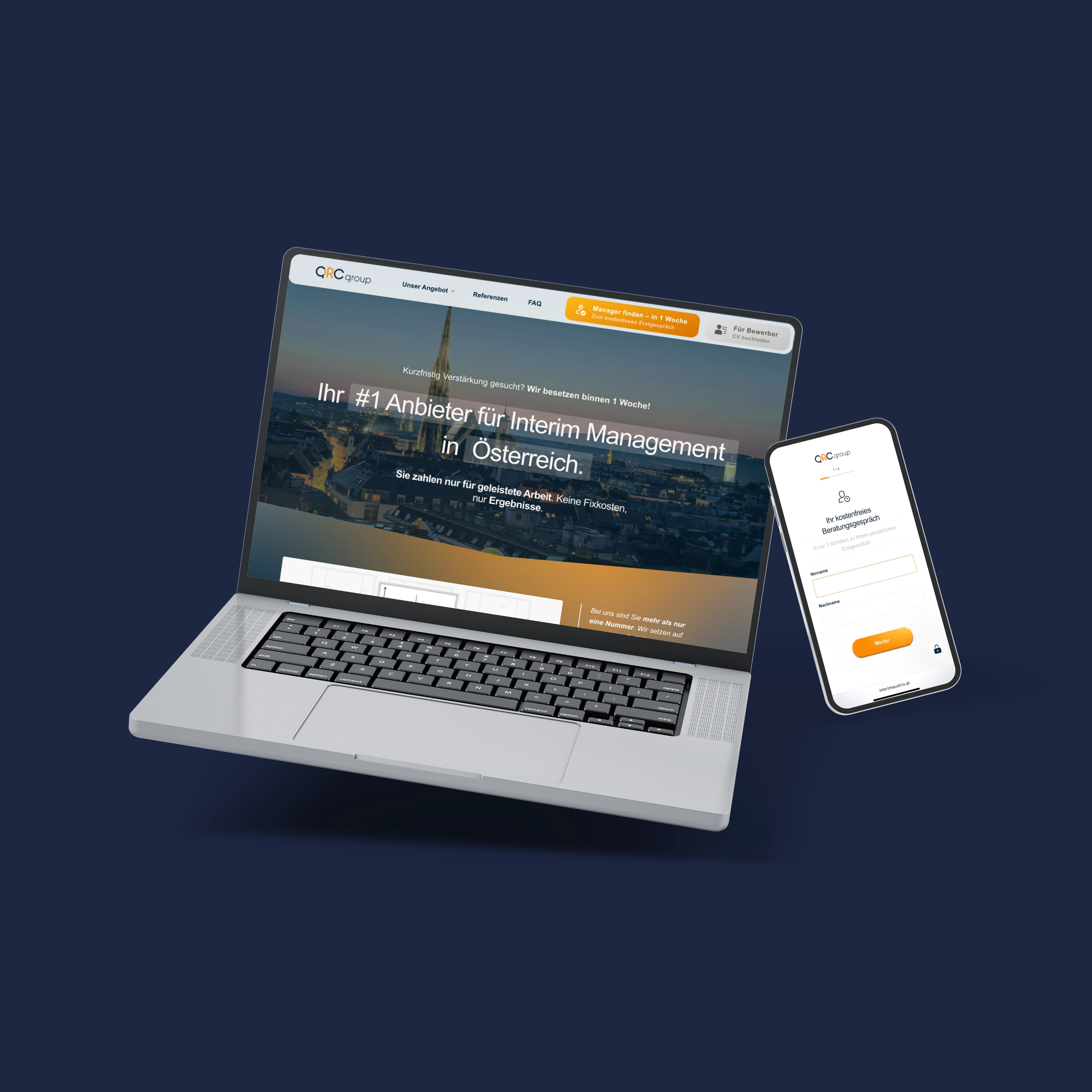 QRC Website auf Laptop und Smartphone – kombiniertes Mockup