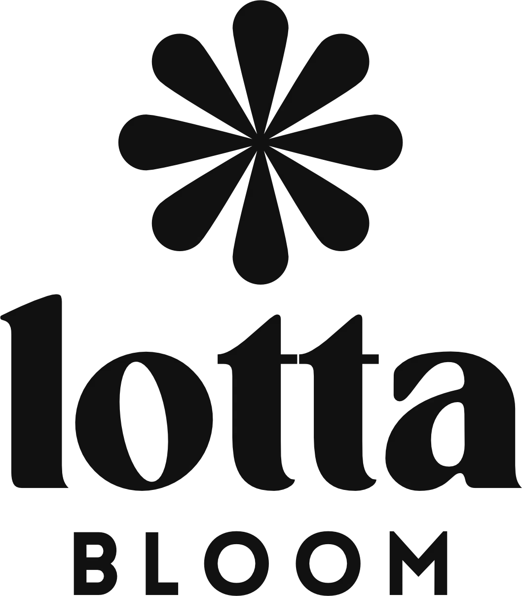Lotta Bloom Logo auf Periwinkle